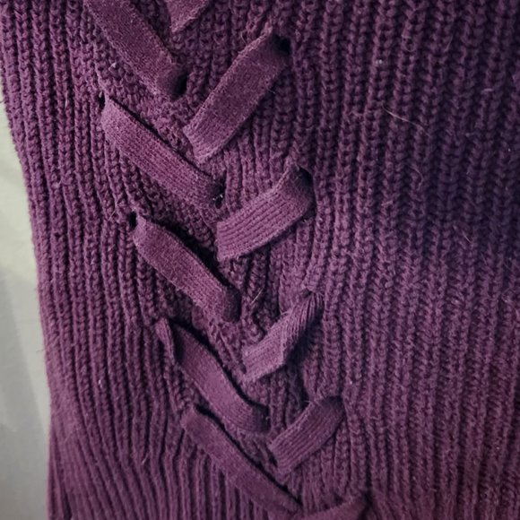 Torrid Purple Knit Lace-Up Raglan Hoodie Tunic - Picture 8 of 11